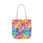 Bespattered Facade Rainbow Watercolor Dots Canvas Tote Bag | 3 Sizes and 5 Strap Colors