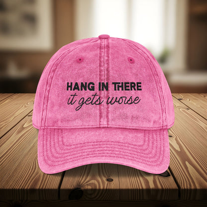 Bespattered Facade "Hang in There" Black Embroidered Vintage Cap