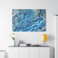 Bespattered Facade Blue Marble Stretched Matte Canvas Art Prints | Multiple Sizes