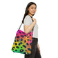 Bespattered Facade Neon Leopard Adjustable Tote Bag | 2 Sizes