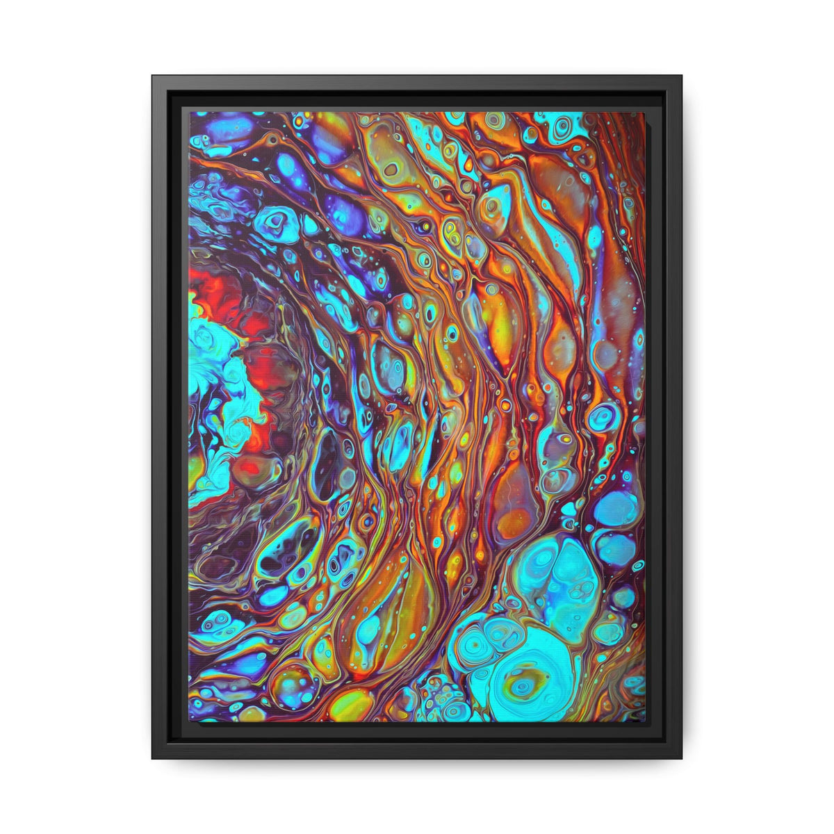 Bespattered Facade Fluid Art Abstract Painting Framed Canvas Art Print | 4 Frame Colors | Multiple Sizes