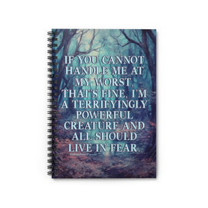 Bespattered Facade Rainbow "Terrifyingly Powerful" Spiral Notebook - Lined Pages