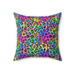 Bespattered Facade Candy Coated Neon Leopard Square Throw Pillow | 4 Sizes