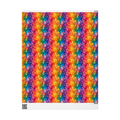 Bespattered Facade Rainbow Ink Circles Wrapping Paper | Three Sizes | Glossy or Matte