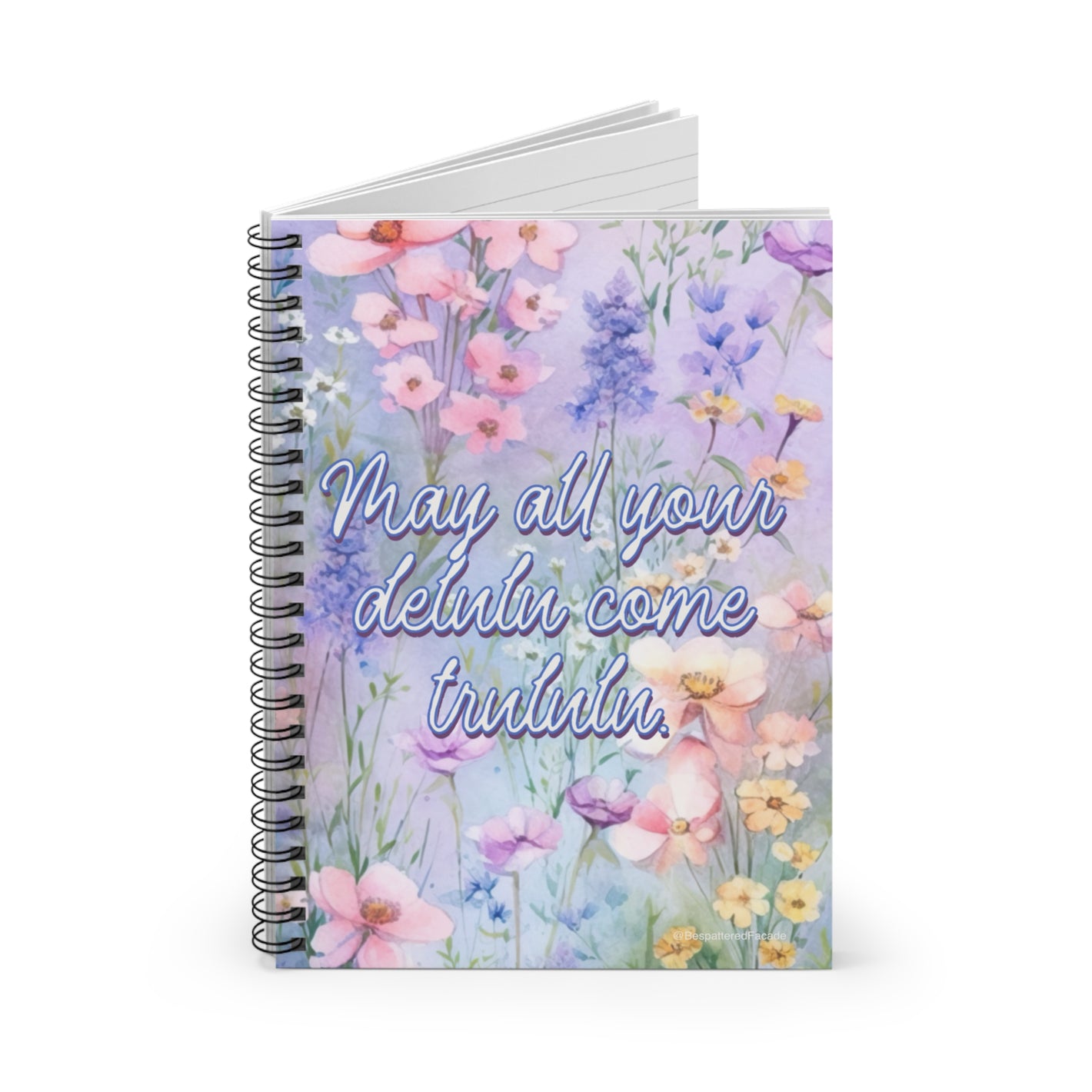 Bespattered Facade Floral "Delulu" Spiral Notebook - Lined Pages