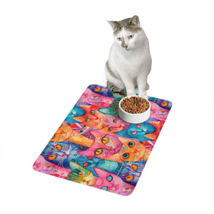 Bespattered Facade Rainbow Cat Party Pet Food Mat