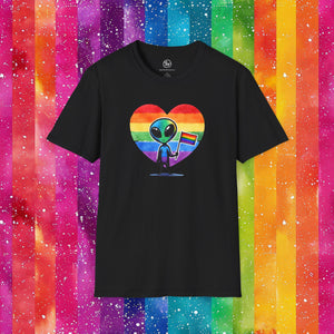 Bespattered Facade Rainbow Extraterrestrial Pride Unisex Softstyle T-Shirt
