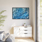 Bespattered Facade Blue Marble Framed Canvas Art Print | 3 Frame Colors | Multiple Sizes