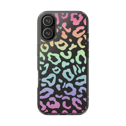 Bespattered Facade Pastel Rainbow Leopard Clear Case