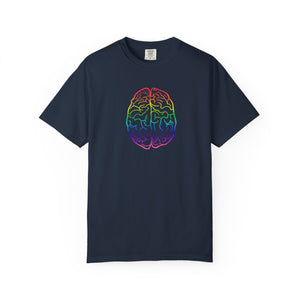 Bespattered Facade Rainbow Brain Line Art Premium Unisex Comfort Colors Garment Dyed 100% Cotton T-Shirt