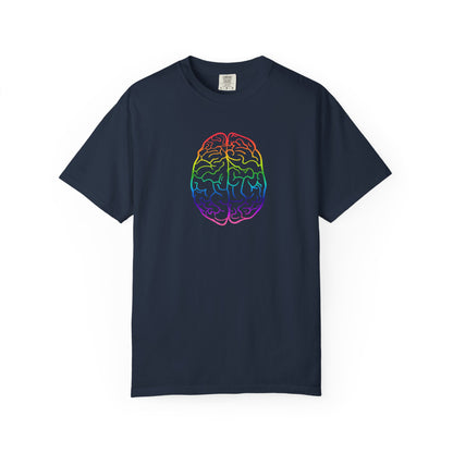 Bespattered Facade Rainbow Brain Line Art Premium Unisex Comfort Colors Garment Dyed 100% Cotton T-Shirt