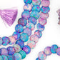Cascading Aurora Borealis, Purple & Blue Stained Bone Beads, 12mm Beads