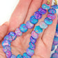 Cascading Aurora Borealis, Purple & Blue Stained Bone Beads, 12mm Beads