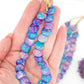 Cascading Aurora Borealis, Purple & Blue Stained Bone Beads, 12mm Beads