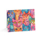 Bespattered Facade Rainbow Cat Party Greeting Cards | Sets of 1, 10, 30, or 50
