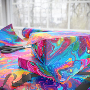 Bespattered Facade Rainbow Flow Wrapping Paper | Three Sizes | Glossy or Matte