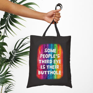 Bespattered Facade Rainbow "Third Butthole Eye" Canvas Tote Bag Reusable Carryall