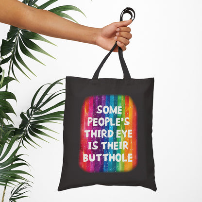 Bespattered Facade Rainbow "Third Butthole Eye" Canvas Tote Bag Reusable Carryall