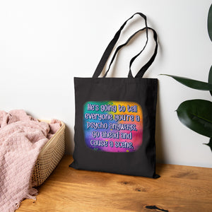 Bespattered Facade Rainbow "Cause a Scene" Canvas Tote Bag Reusable Carryall