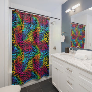 Bespattered Facade Rainbow Animal Print Shower Curtain