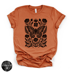 Black Butterfly Moth Fall Tee | Gothic Autumn Graphic T-Shirt