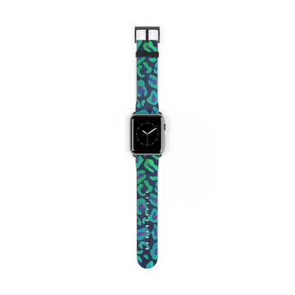 Bespattered Facade Emerald Leopard Faux-Leather Smart Watch Band