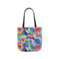 Bespattered Facade Colorful Flowers Canvas Tote Bag | 3 Sizes and 5 Strap Colors