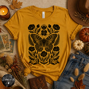 Black Butterfly Moth Fall Tee | Gothic Autumn Graphic T-Shirt