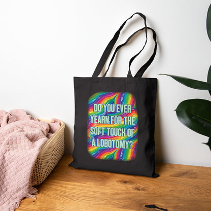 Bespattered Facade Rainbow "Lobotomy" Canvas Tote Bag Reusable Carryall