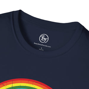 Bespattered Facade Rainbow Flamingos Unisex Softstyle T-Shirt