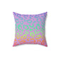 Bespattered Facade Vibrant Leopard Print Faux Suede Square Throw Pillow | 4 Sizes