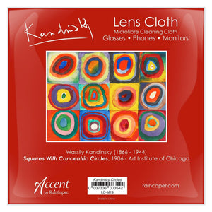 Kandinsky Squares with Concentric Circles Microfiber Lens Cleaning Cloth – Soft, Non-Abrasive, Art-Inspired