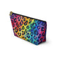 Bespattered Facade Rainbow Watercolor Leopard Accessory Pouch With T-Bottom | 2 Sizes