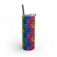 Bespattered Facade Rainbow Watercolor Leopard Maars Maker Skinny Matte Tumbler 20oz