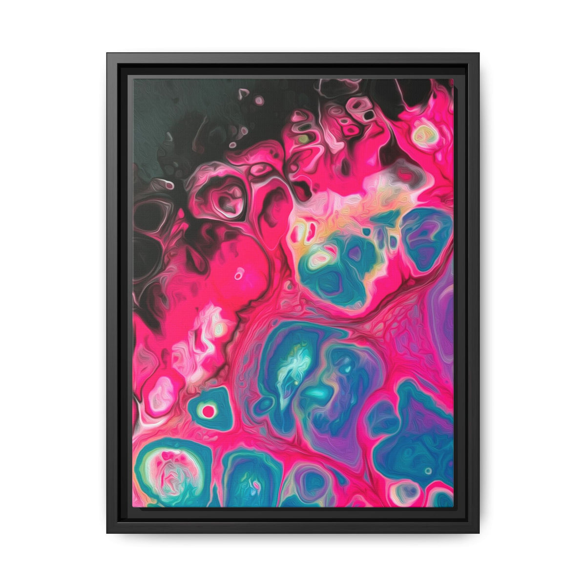 Bespattered Facade Fluid Art Abstract Painting Framed Canvas Art Print | 4 Frame Colors | Multiple Sizes