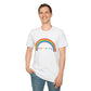 Bespattered Facade Rainbow Flamingos Unisex Softstyle T-Shirt