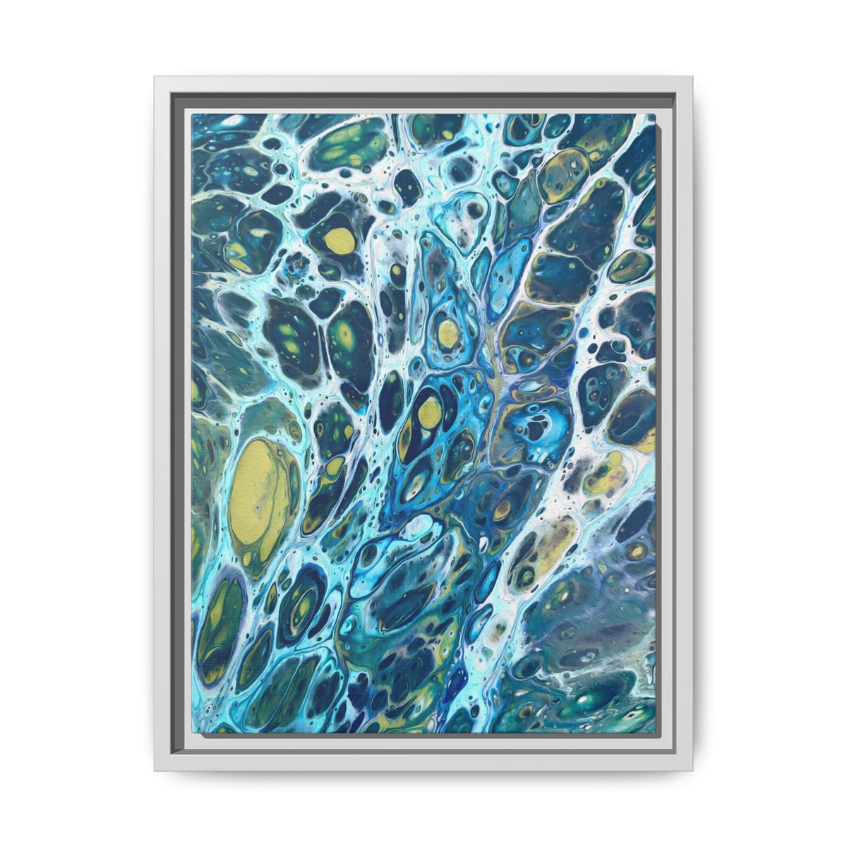 Bespattered Facade Fluid Art Abstract Painting Framed Canvas Art Print | 4 Frame Colors | Multiple Sizes