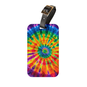 Bespattered Facade Rainbow Tie Dye Luggage Tag with Leather Strap