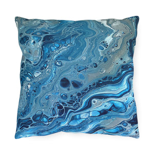 Bespattered Facade Blue Marble UV-Resistant Outdoor Pillows | 4 Sizes