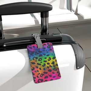 Bespattered Facade Neon Leopard Saffiano Polyester Luggage Tag