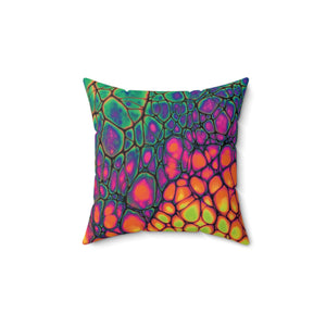 Bespattered Facade Neon Butterfly Square Throw Pillow | 4 Sizes