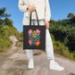 Bespattered Facade "Sorry for Being Weird" Floral Canvas Tote Bag Reusable Carryall