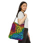 Bespattered Facade Rainbow Animal Print Adjustable Tote Bag | 2 Sizes