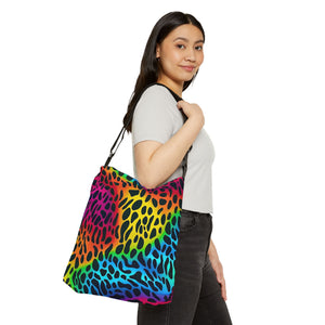 Bespattered Facade Rainbow Animal Print Adjustable Tote Bag | 2 Sizes