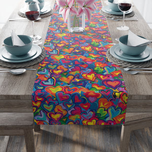 Bespattered Facade Rainbow Hearts Table Runner (2 sizes)