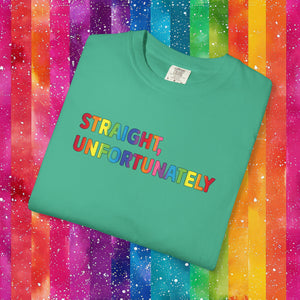 Bespattered Facade Rainbow Unfortunately Straight Colorful LGBTQ+ Pride Premium Unisex Comfort Colors Garment Dyed 100% Cotton T-Shirt