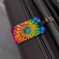 Bespattered Facade Rainbow Tie Dye Luggage Tag with Leather Strap