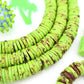 12mm Heishi Lime Green Speckled Bone Beads: Disc Spacers, 90 beads