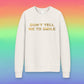 Metallic Print "Don't Tell Me To Smile" Cotton Fleece Crewneck Sweatshirt