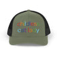 Childless Cat Lady Rainbow Embroidered Snapback Trucker Cap (10 Hat Colors)